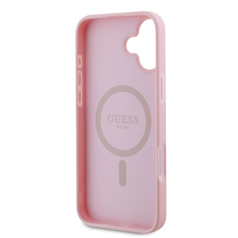 iPhone 16 Plus Kılıf Guess Orijinal Lisanslı M-safe Şarj Özellikli Yazı Logolu Grained Kılıf