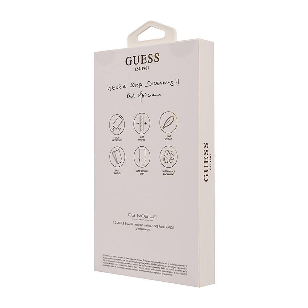iPhone 16 Plus Kılıf Guess Orijinal Lisanslı M-safe Şarj Özellikli 4G Desenli Yazı Logolu Peony Kılıf