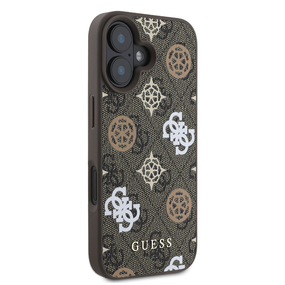 iPhone 16 Plus Kılıf Guess Orijinal Lisanslı M-safe Şarj Özellikli 4G Desenli Yazı Logolu Peony Kılıf