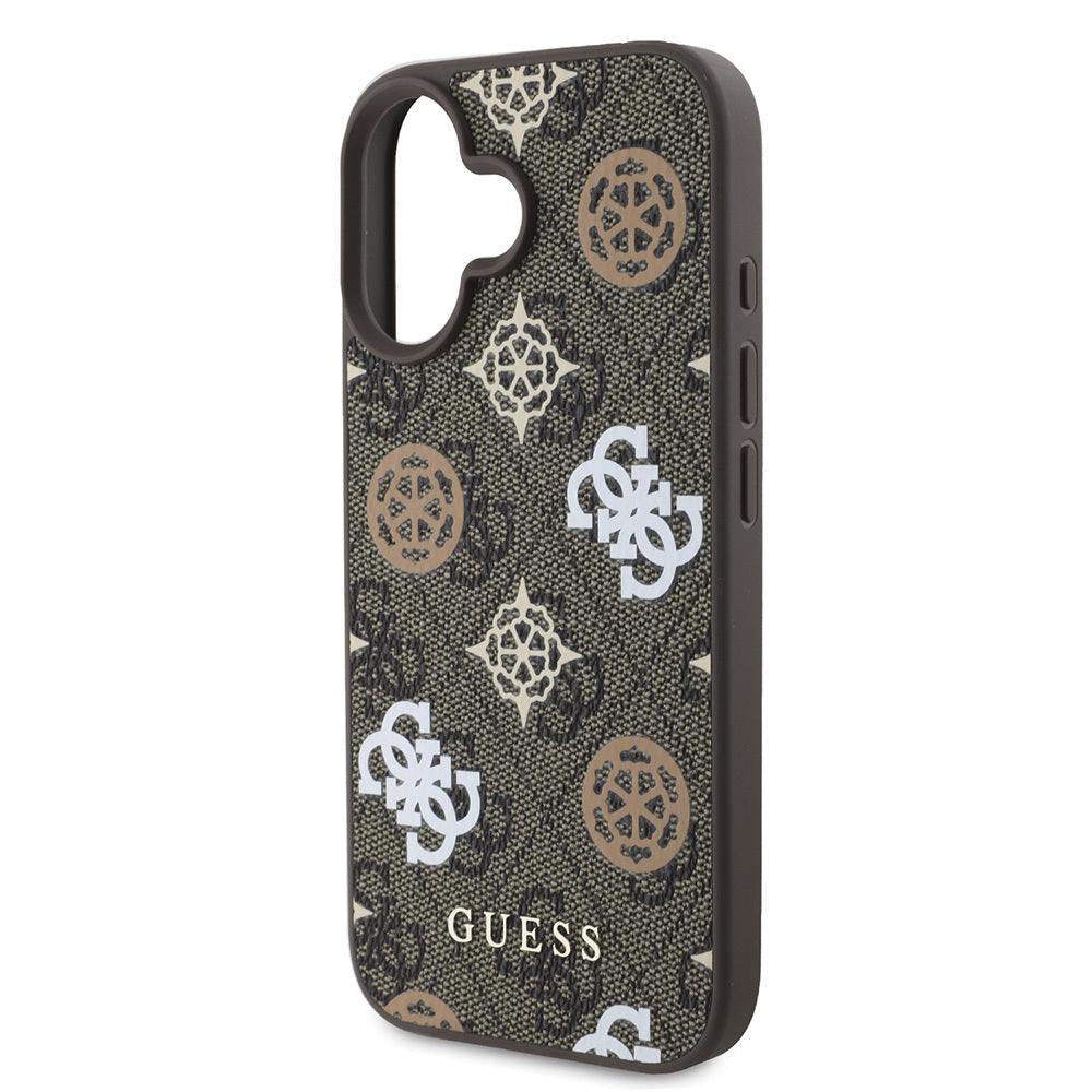 iPhone 16 Plus Kılıf Guess Orijinal Lisanslı M-safe Şarj Özellikli 4G Desenli Yazı Logolu Peony Kılıf