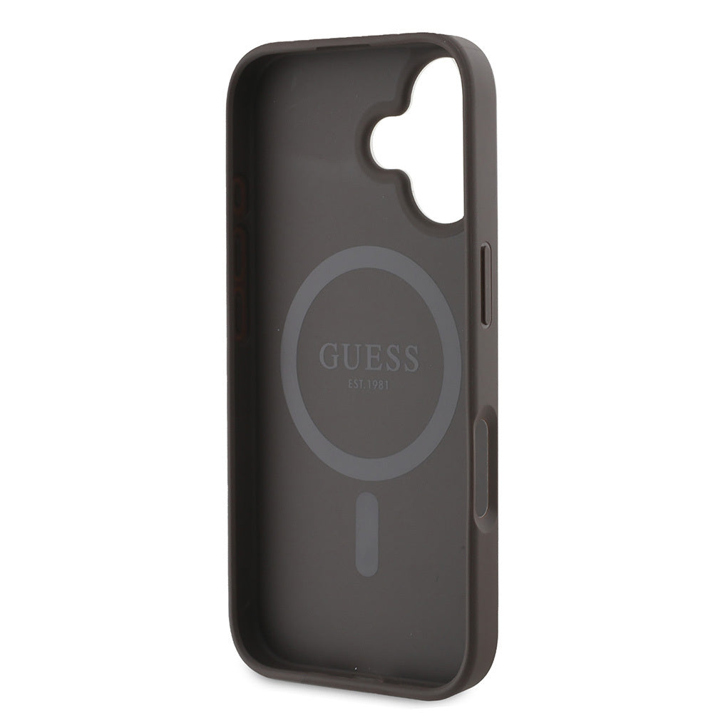 iPhone 16 Plus Kılıf Guess Orijinal Lisanslı M-safe Şarj Özellikli 4G Desenli Yazı Logolu Peony Kılıf