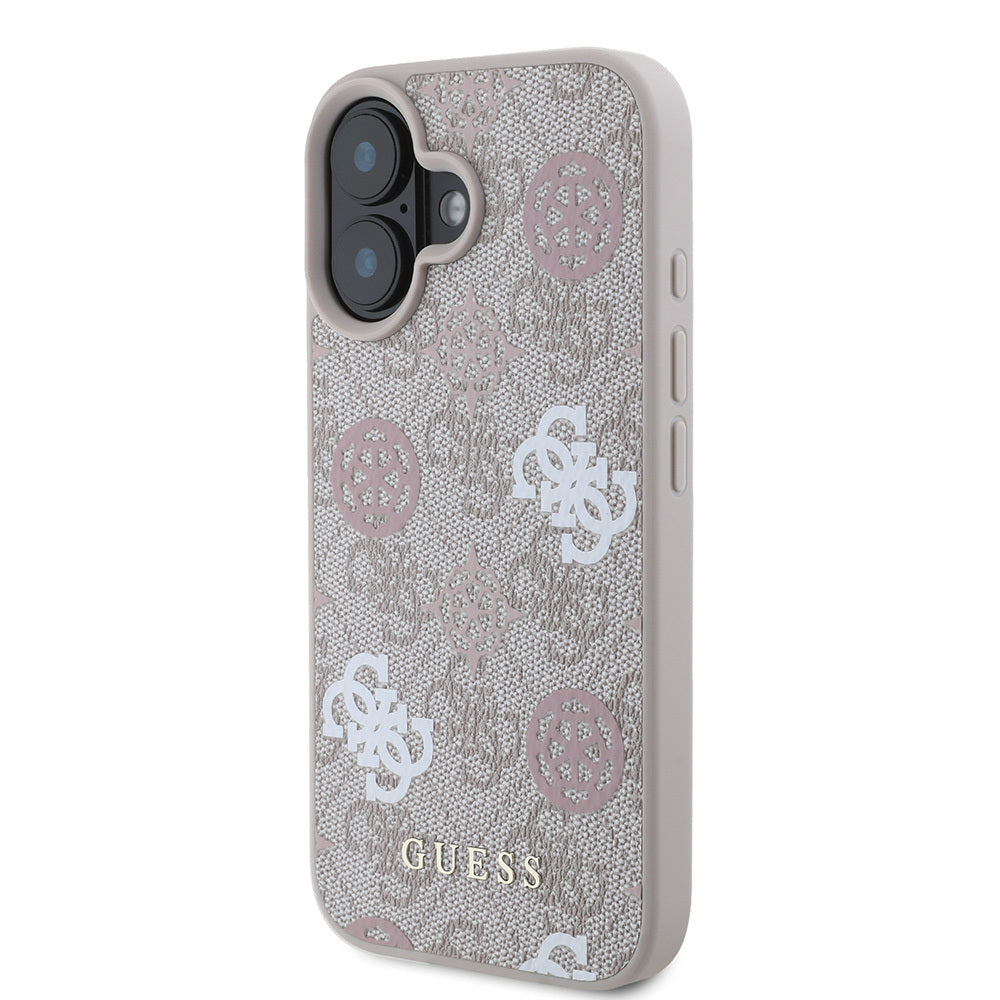iPhone 16 Plus Kılıf Guess Orijinal Lisanslı M-safe Şarj Özellikli 4G Desenli Yazı Logolu Peony Kılıf