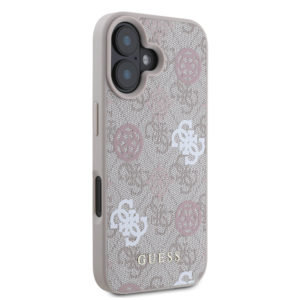 iPhone 16 Plus Kılıf Guess Orijinal Lisanslı M-safe Şarj Özellikli 4G Desenli Yazı Logolu Peony Kılıf