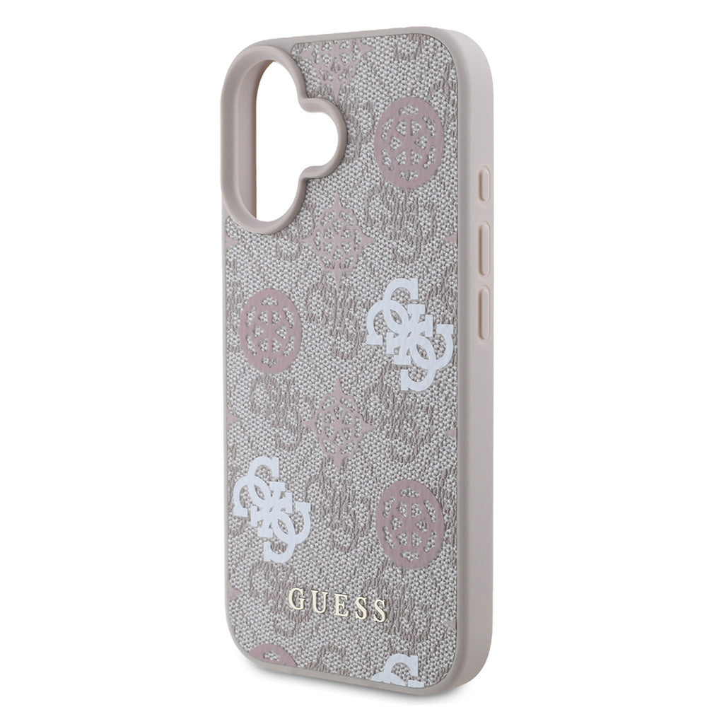 iPhone 16 Plus Kılıf Guess Orijinal Lisanslı M-safe Şarj Özellikli 4G Desenli Yazı Logolu Peony Kılıf