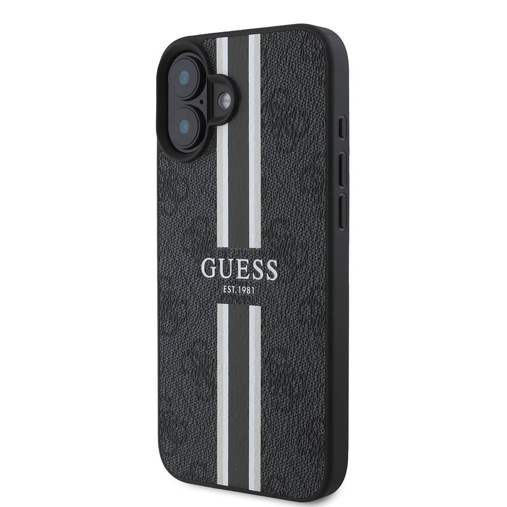 iPhone 16 Plus Kılıf Guess Orijinal Lisanslı M-safe Şarj Özellikli 4G Şerit Tasarımlı Printed Kılıf