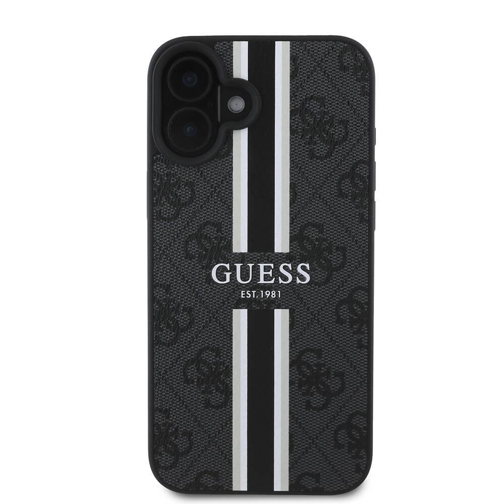 iPhone 16 Plus Kılıf Guess Orijinal Lisanslı M-safe Şarj Özellikli 4G Şerit Tasarımlı Printed Kılıf