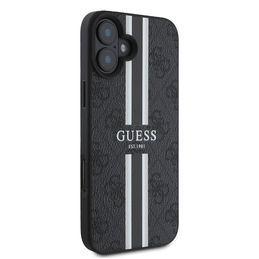 iPhone 16 Plus Kılıf Guess Orijinal Lisanslı M-safe Şarj Özellikli 4G Şerit Tasarımlı Printed Kılıf