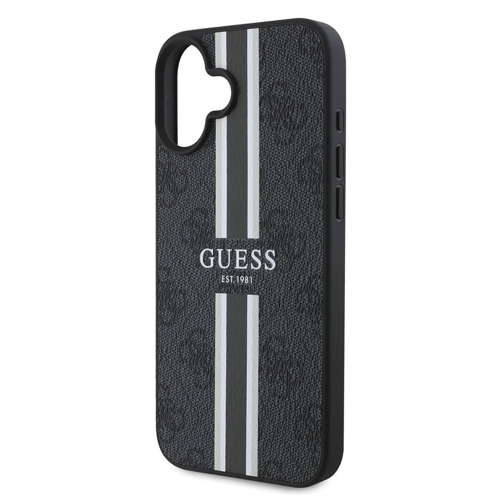 iPhone 16 Plus Kılıf Guess Orijinal Lisanslı M-safe Şarj Özellikli 4G Şerit Tasarımlı Printed Kılıf