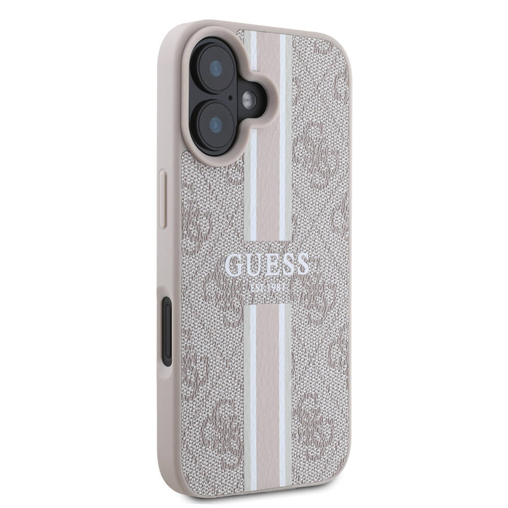 iPhone 16 Plus Kılıf Guess Orijinal Lisanslı M-safe Şarj Özellikli 4G Şerit Tasarımlı Printed Kılıf