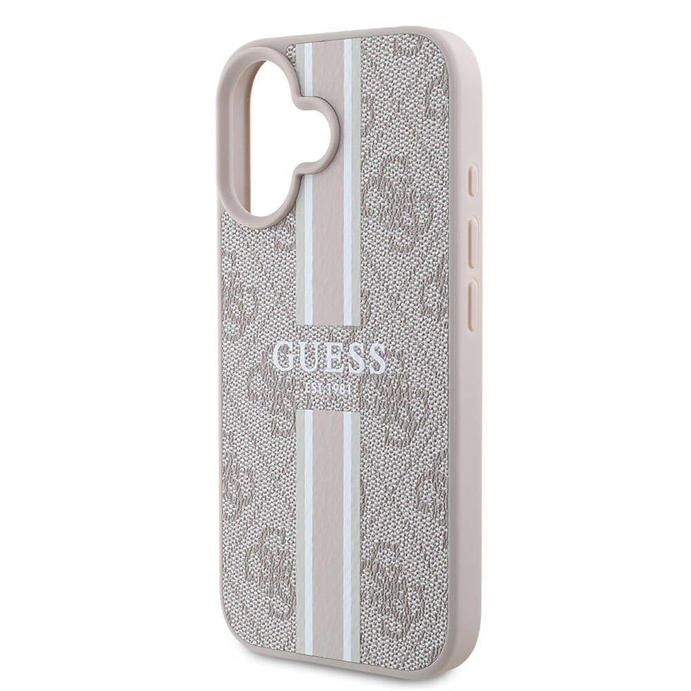 iPhone 16 Plus Kılıf Guess Orijinal Lisanslı M-safe Şarj Özellikli 4G Şerit Tasarımlı Printed Kılıf