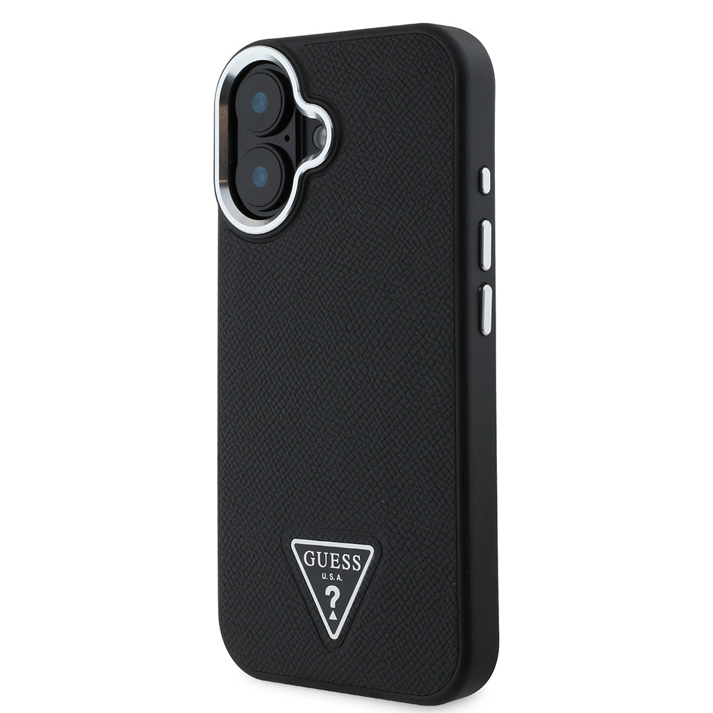 iPhone 16 Plus Kılıf Guess Orijinal Lisanslı M-safe Şarj Özellikli Grained Triangle Kılıf
