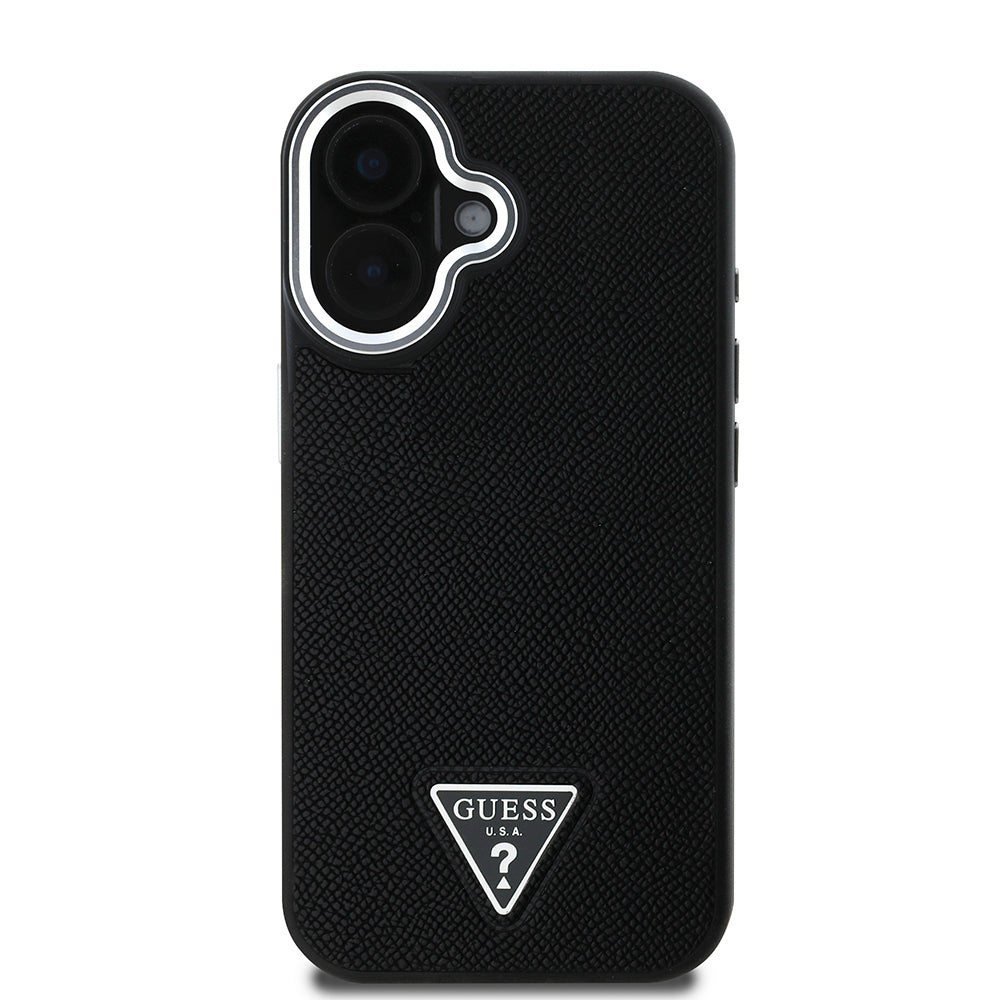 iPhone 16 Plus Kılıf Guess Orijinal Lisanslı M-safe Şarj Özellikli Grained Triangle Kılıf