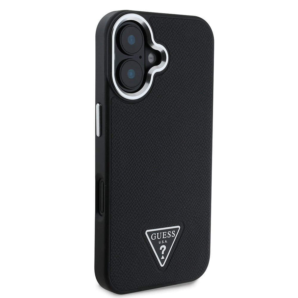 iPhone 16 Plus Kılıf Guess Orijinal Lisanslı M-safe Şarj Özellikli Grained Triangle Kılıf