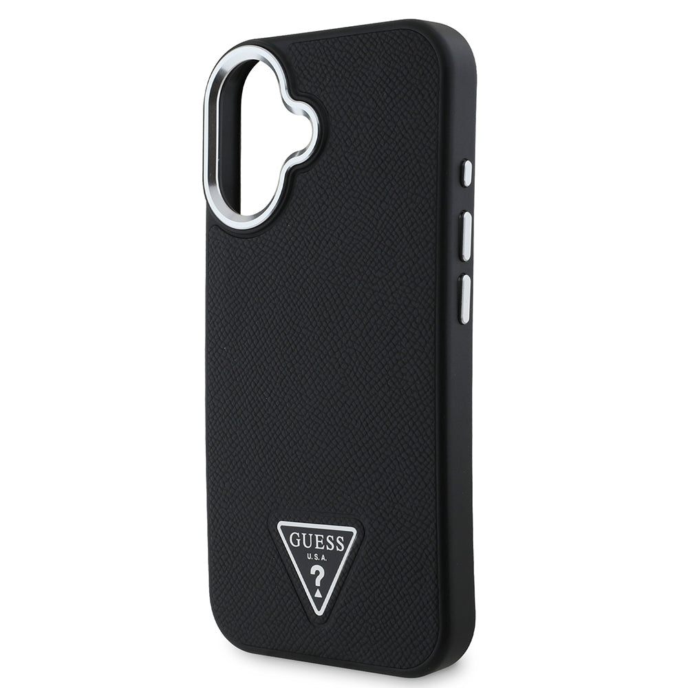 iPhone 16 Plus Kılıf Guess Orijinal Lisanslı M-safe Şarj Özellikli Grained Triangle Kılıf