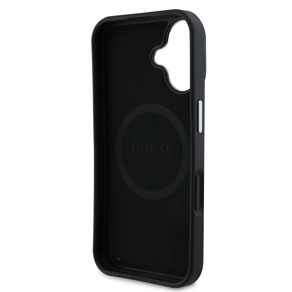 iPhone 16 Plus Kılıf Guess Orijinal Lisanslı M-safe Şarj Özellikli Grained Triangle Kılıf