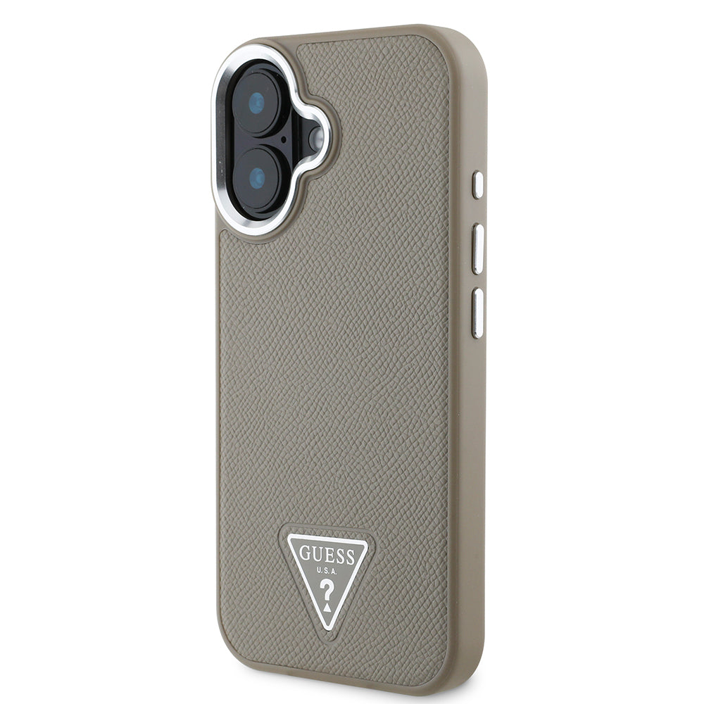 iPhone 16 Plus Kılıf Guess Orijinal Lisanslı M-safe Şarj Özellikli Grained Triangle Kılıf