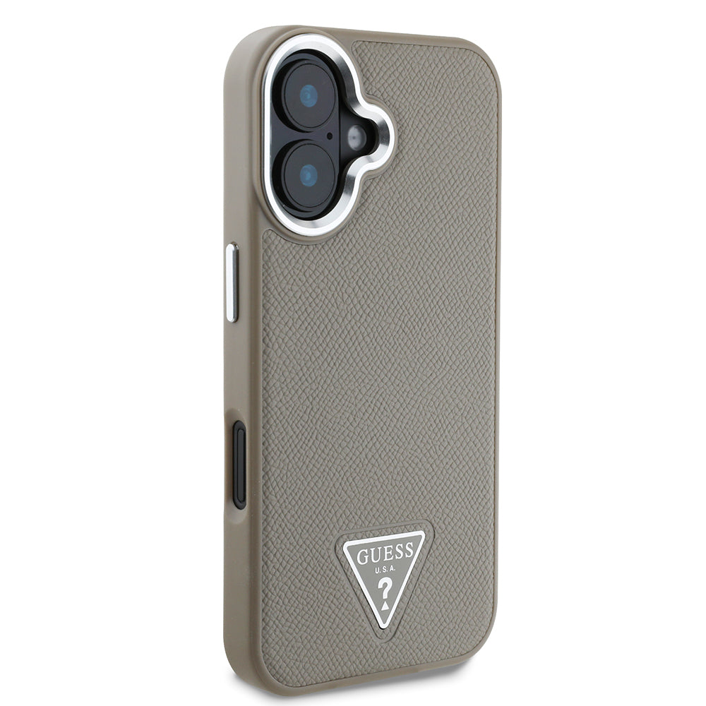 iPhone 16 Plus Kılıf Guess Orijinal Lisanslı M-safe Şarj Özellikli Grained Triangle Kılıf