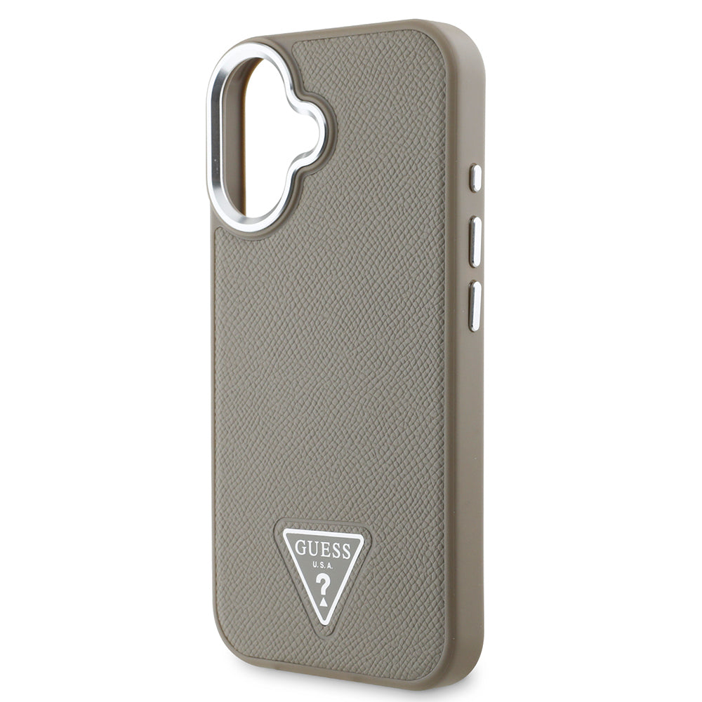 iPhone 16 Plus Kılıf Guess Orijinal Lisanslı M-safe Şarj Özellikli Grained Triangle Kılıf