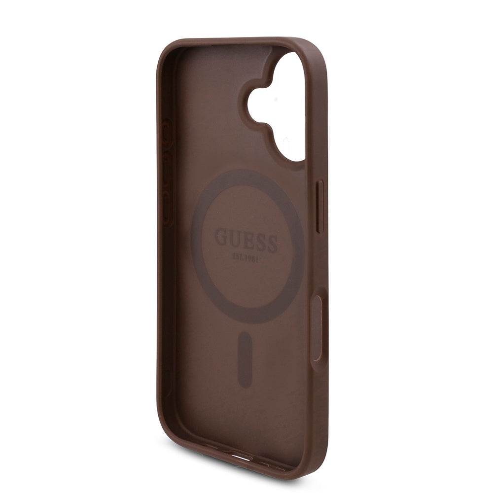 iPhone 16 Plus Kılıf Guess Orijinal Lisanslı M-safe Şarj Özellikli Gül Baskılı 4G Desenli Yazı Logolu Kılıf