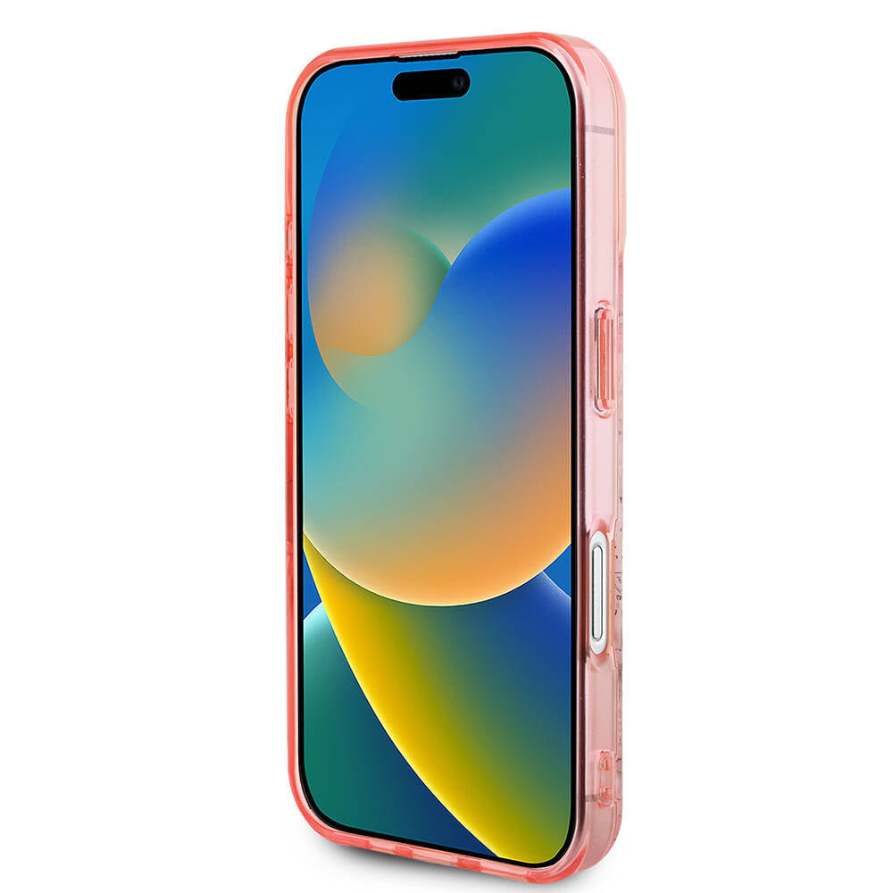 iPhone 16 Plus Kılıf Guess Orijinal Lisanslı M-safe Şarj Özellikli IML Baskılı Yazı Logolu Flower Tonal Circle Kılıf