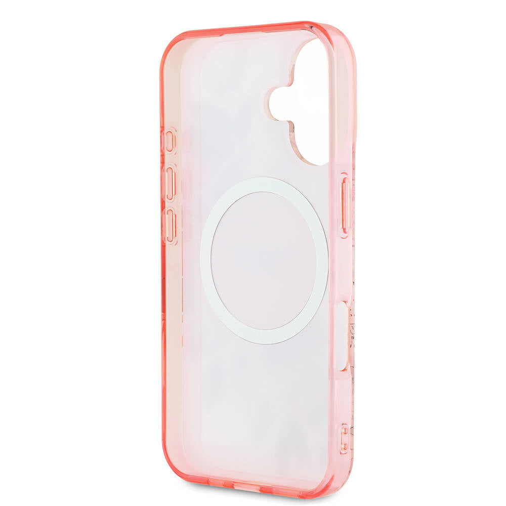 iPhone 16 Plus Kılıf Guess Orijinal Lisanslı M-safe Şarj Özellikli IML Baskılı Yazı Logolu Flower Tonal Circle Kılıf