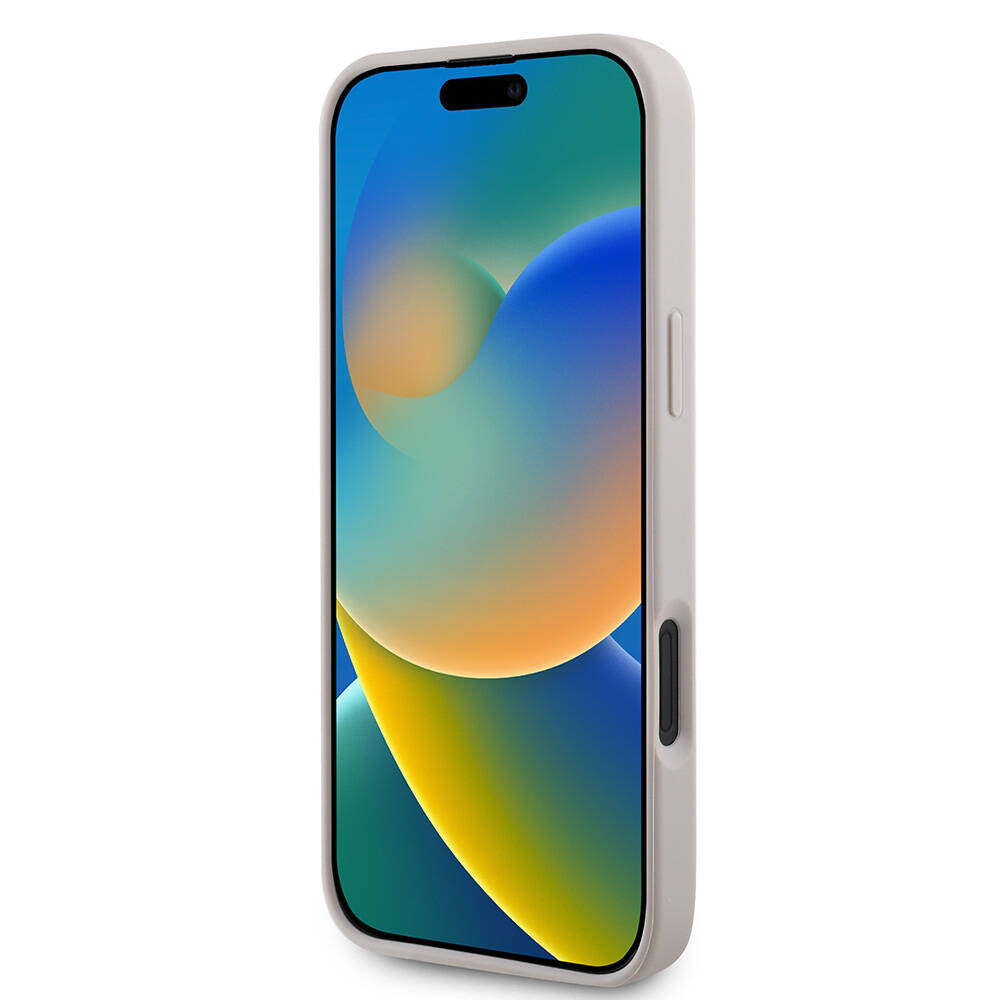 iPhone 16 Plus Kılıf Guess Orijinal Lisanslı M-safe Şarj Özellikli PU Deri Şerit Logo Dizaynlı Kılıf