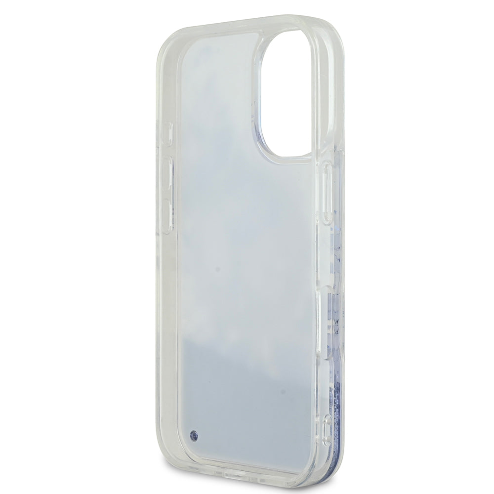 iPhone 16 Plus Kılıf Guess Orijinal Lisanslı M-safe Şarj Özellikli Sıvılı Simli Çiçek Desenli Kılıf