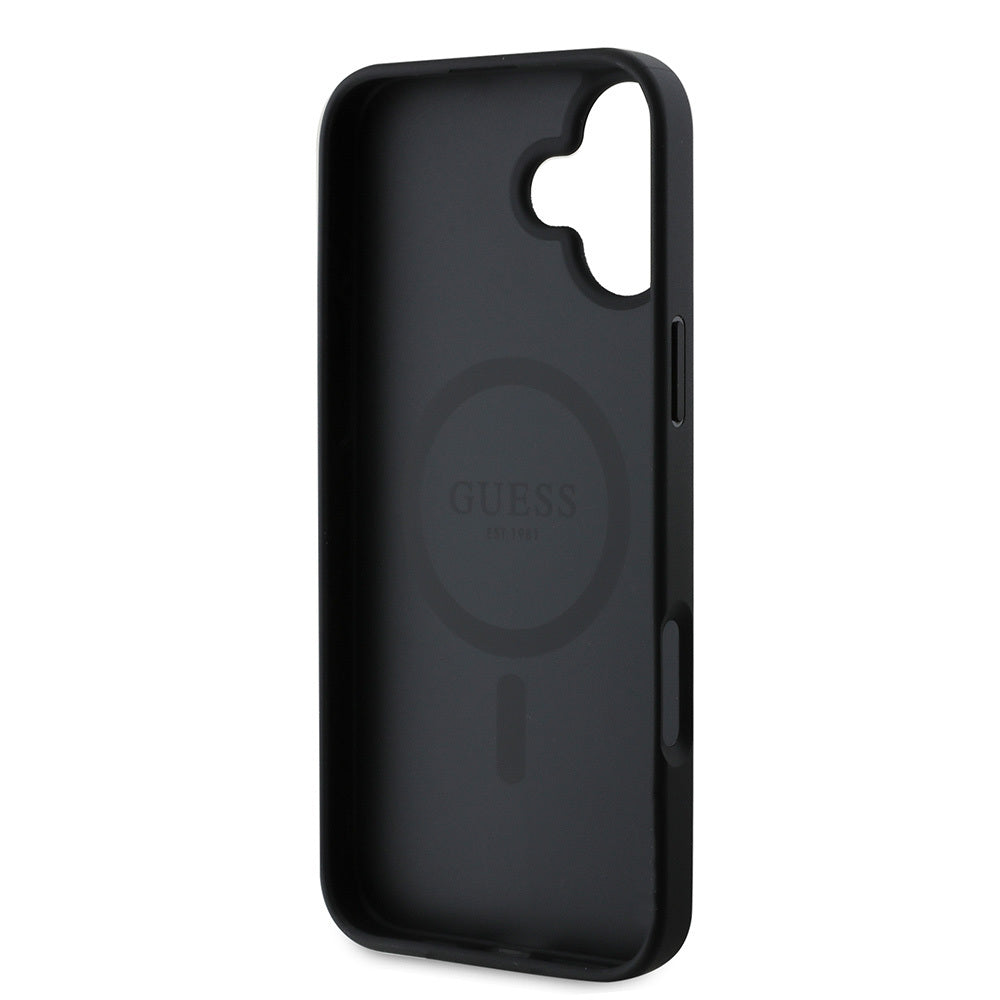 iPhone 16 Plus Kılıf Guess Orijinal Lisanslı M-safe Şarj Özellikli Yazı Logolu Saffiano Classic Kılıf