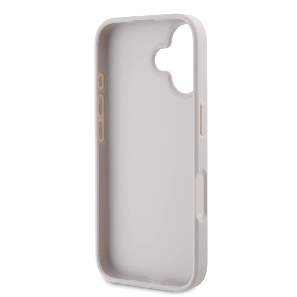 iPhone 16 Plus Kılıf Guess Orijinal Lisanslı PU Deri Taşlı Metal Üçgen Logolu Çapraz Vücut Askılı 4G Desenli Kılıf