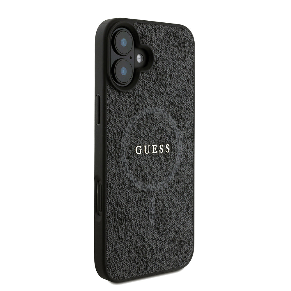 iPhone 16 Plus Kılıf Guess orijinal Lisanslı M-safe Şarj Özellikli PU Deri Bilek Askı İpli Yazı Logolu Kılıf