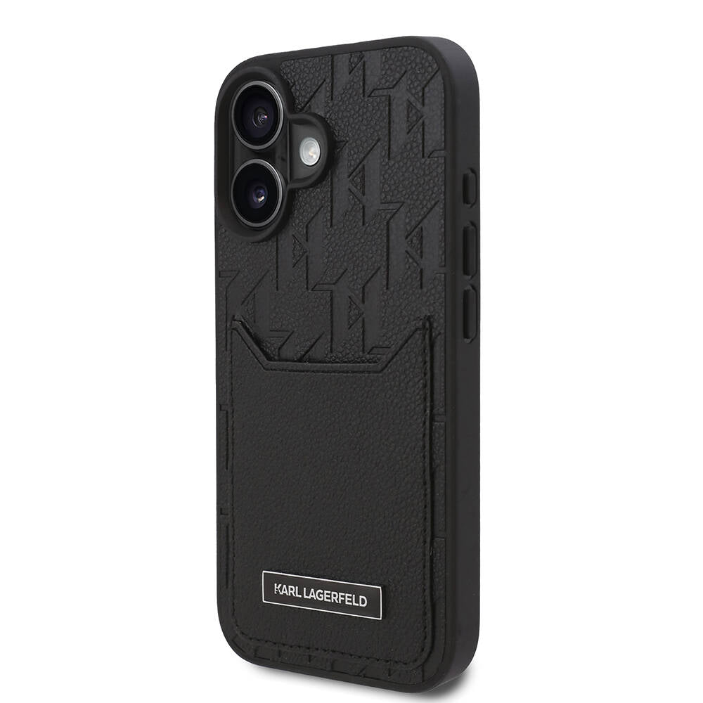 iPhone 16 Plus Kılıf Karl Lagerfeld Orijinal Lisanslı Kartlıklı Cardslot Monogram Kılıf