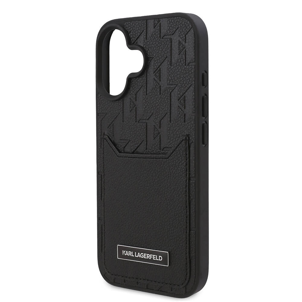 iPhone 16 Plus Kılıf Karl Lagerfeld Orijinal Lisanslı Kartlıklı Cardslot Monogram Kılıf