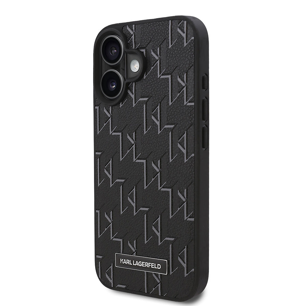 iPhone 16 Plus Kılıf Karl Lagerfeld Orijinal Lisanslı M-safe Şarj Özellikli KL Yazılı Hot Stamp Kılıf