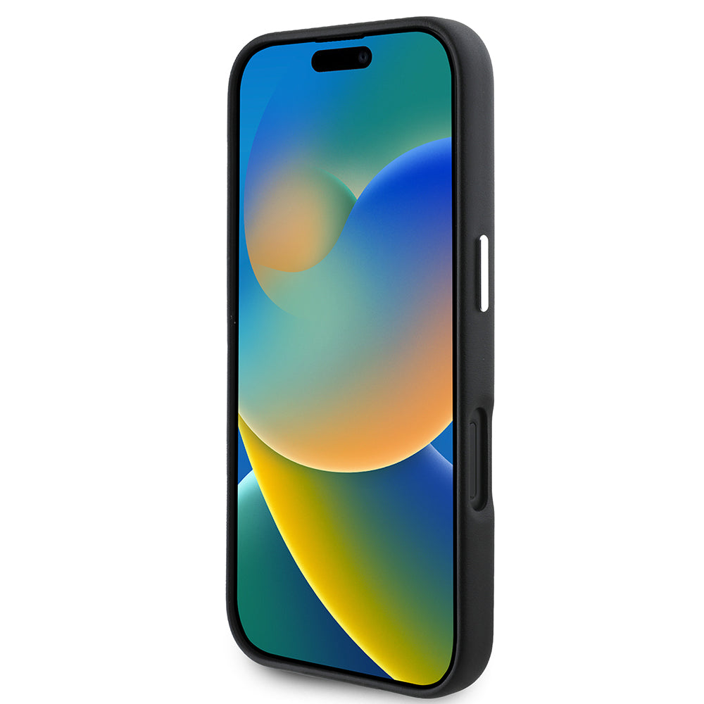 iPhone 16 Plus Kılıf Karl Lagerfeld Orijinal Lisanslı M-safe Şarj Özellikli Metal Kamera ve Buton Tasarımlı Plaka Logolu PU Deri Kılıf