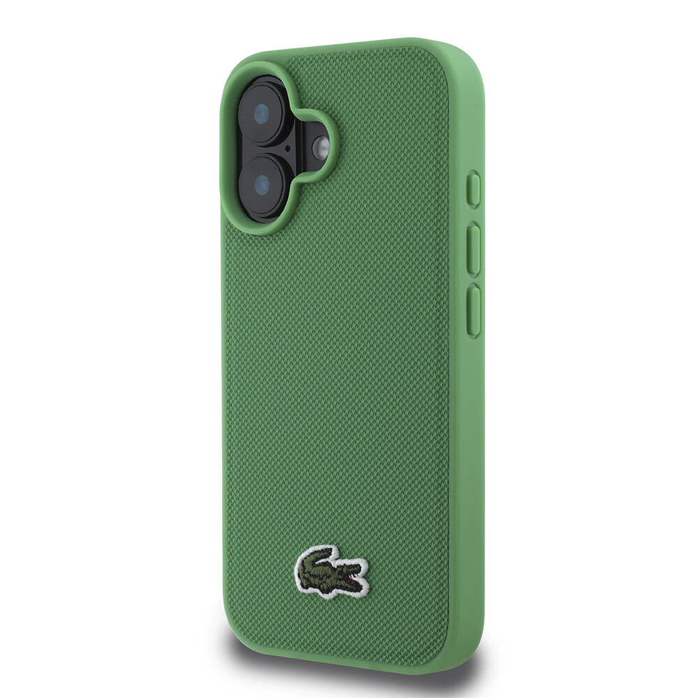 iPhone 16 Plus Kılıf Lacoste Orijinal Lisanslı PU Pike Desenli Arka Yüzey İkonik Timsah Dokuma Logolu Kılıf