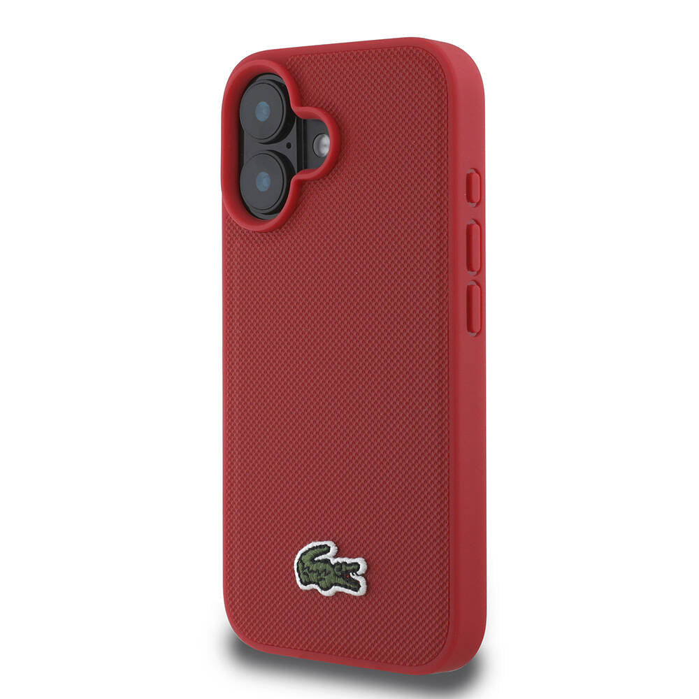 iPhone 16 Plus Kılıf Lacoste orijinal Lisanslı PU Pike Desenli Arka Yüzey İkonik Timsah Dokuma Logolu Kılıf