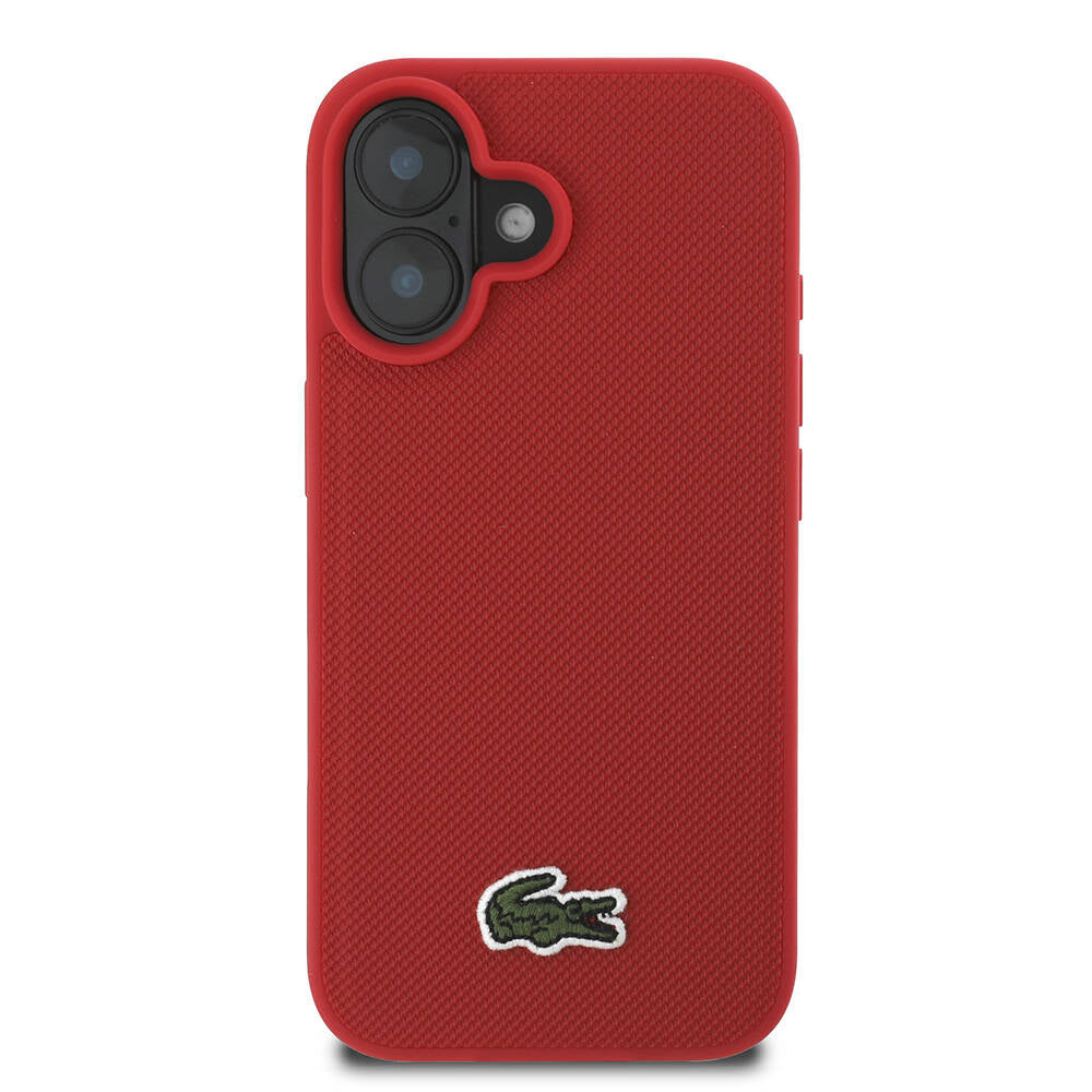 iPhone 16 Plus Kılıf Lacoste orijinal Lisanslı PU Pike Desenli Arka Yüzey İkonik Timsah Dokuma Logolu Kılıf
