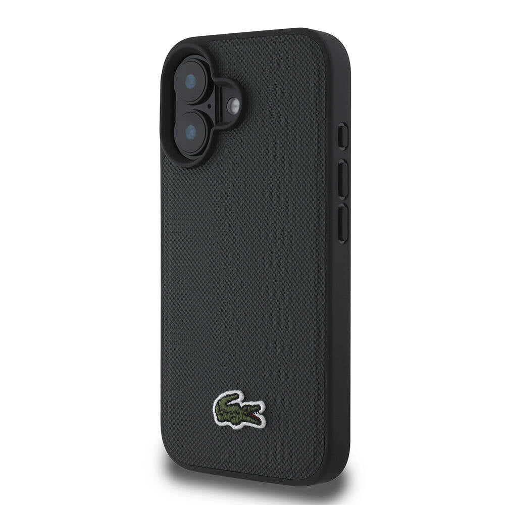 iPhone 16 Plus Kılıf Lacoste orijinal Lisanslı PU Pike Desenli Arka Yüzey İkonik Timsah Dokuma Logolu Kılıf