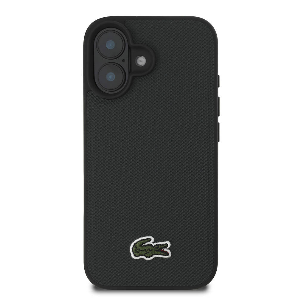 iPhone 16 Plus Kılıf Lacoste orijinal Lisanslı PU Pike Desenli Arka Yüzey İkonik Timsah Dokuma Logolu Kılıf