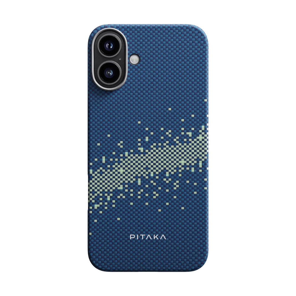 iPhone 16 Plus Kılıf M-safe Şarj Özellikli Aramid Karbon Fiber Pitaka Tactile Woven Starpeak Serisi Milky Way Galaxy Kılıf