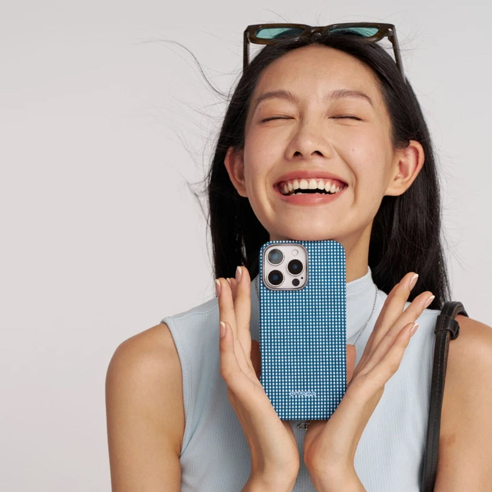 iPhone 16 Plus Kılıf M-safe Şarj Özellikli Aramid Fiber Pitaka Ultra-Slim Classic Serisi Ocean Blue Kılıf