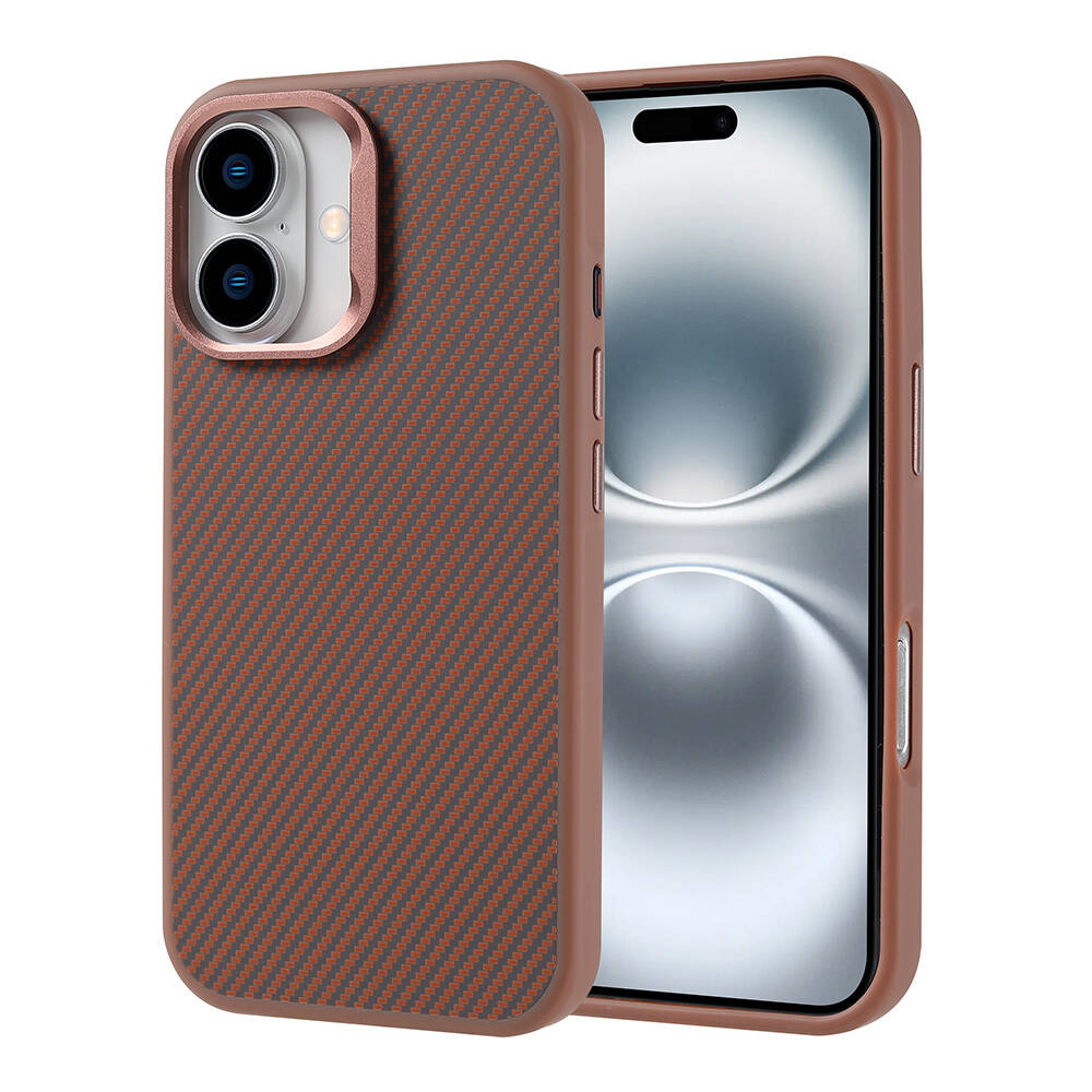 iPhone 16 Plus Kılıf M-safe Şarj Özellikli Karbon Fiber Görünümlü Zore Troy Kılıf