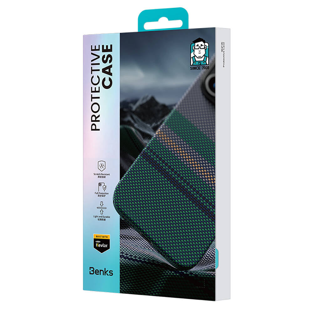 iPhone 16 Plus Kılıf M-safe Şarj Özellikli Karbon Fiber Tasarımlı Benks Aurora ArmorAir Kevlar Kılıf