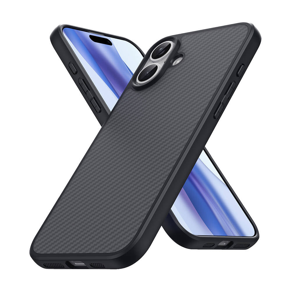 iPhone 16 Plus Kılıf M-safe Şarj Özellikli Karbon Fiber Tasarımlı Zore Elnino Kılıf