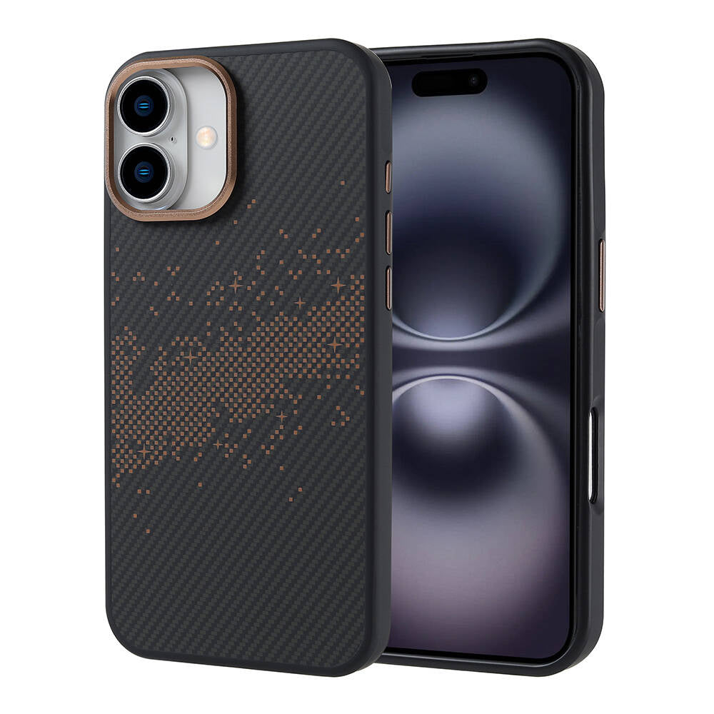 iPhone 16 Plus Kılıf M-safe Şarj Özellikli Karbon Fiber Tasarımlı Zore Vave Kılıf