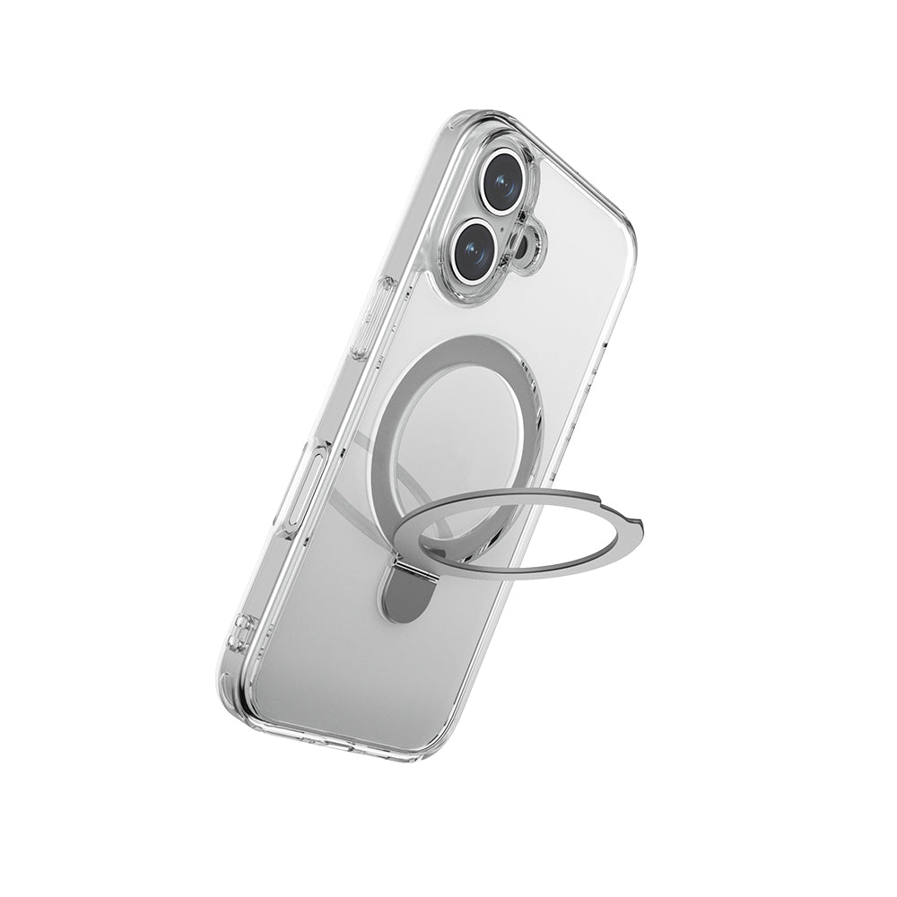 iPhone 16 Plus Kılıf M-safe Şarj Özellikli Raptic Air Stand Serisi Buzlu Transparan Tasarımlı Standlı Kılıf