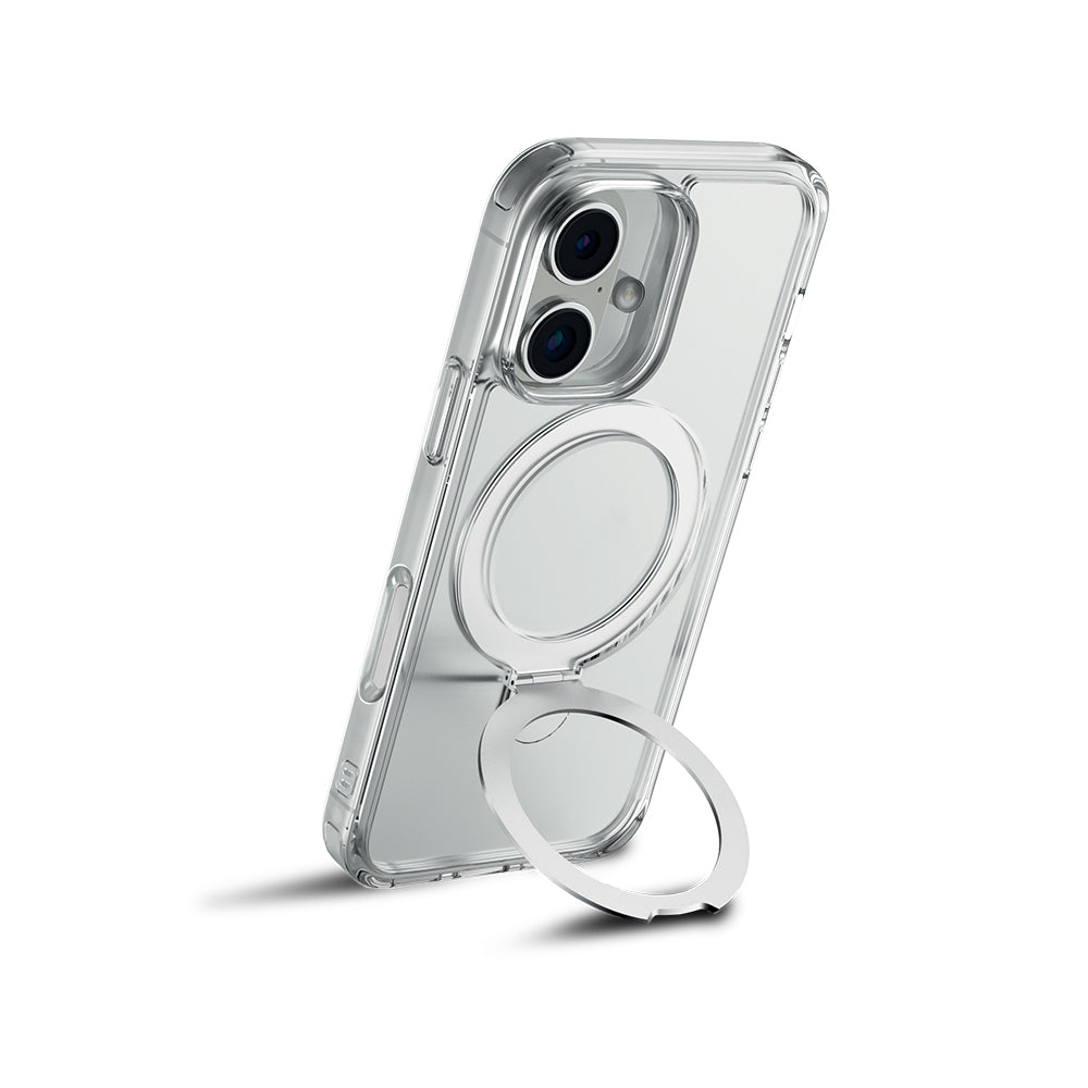 iPhone 16 Plus Kılıf M-safe Şarj Özellikli Raptic Air Stand Serisi Buzlu Transparan Tasarımlı Standlı Kılıf