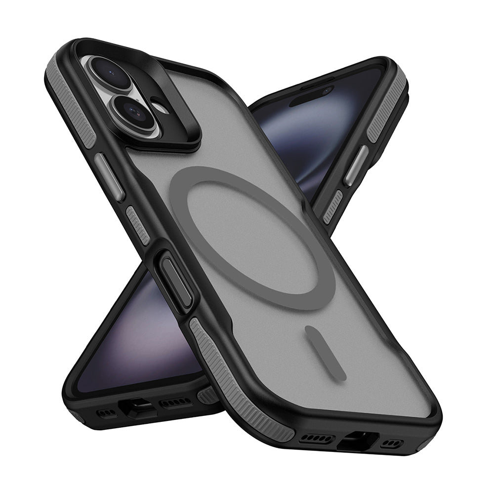 iPhone 16 Plus Kılıf M-safe Şarj Özellikli Renkli Kenar Airbag Şeritli Zore Lamer Kılıf