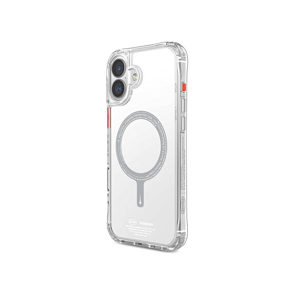 iPhone 16 Plus Kılıf M-safe Şarj Özellikli Şeffaf Airbag Tasarımlı Skinarma Saido Kılıf