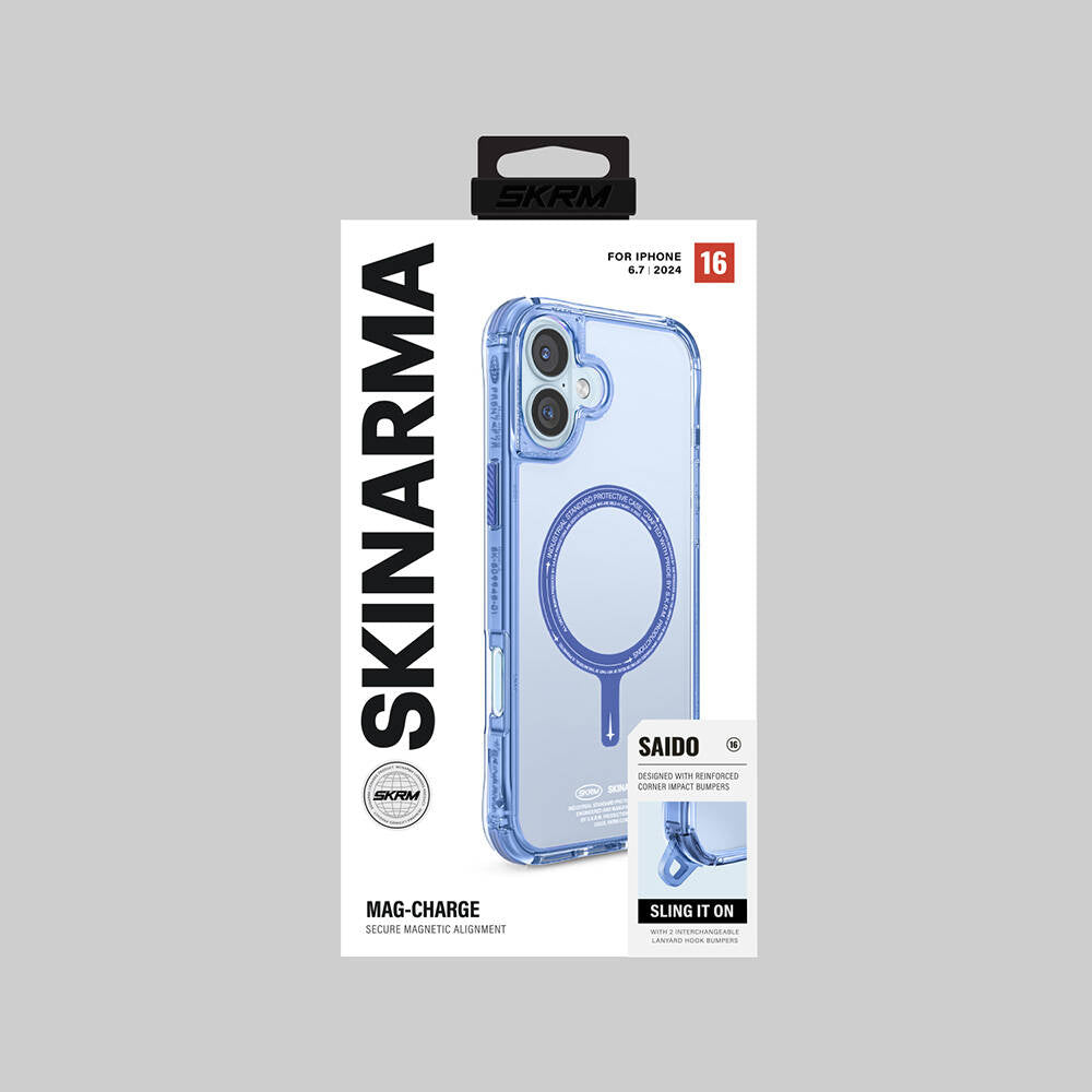 iPhone 16 Plus Kılıf M-safe Şarj Özellikli Şeffaf Airbag Tasarımlı Skinarma Saido Kılıf